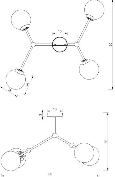Csillár JOY 4xE14/40W/230V fekete/fényezett króm