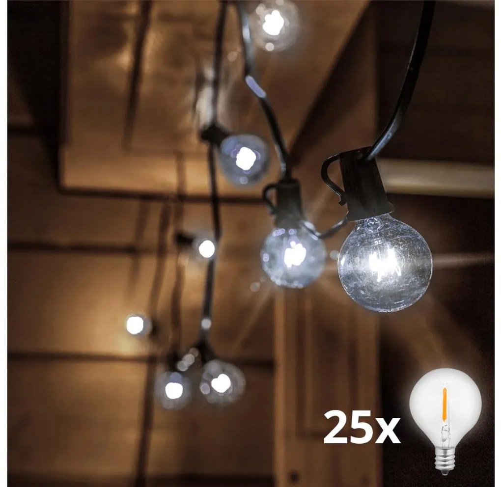 Brilagi Brilagi - LED Kültéri dekoratív lánc GIRLAND 25xE12 20m IP44 hideg fehér BG0586