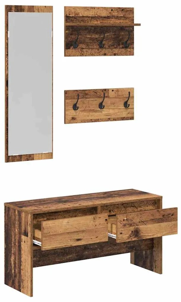 Előszoba bútorkészlet fiókkal Régi fa 90 x 31 x 46.5 cm Faanyag