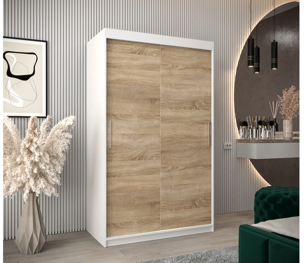Ruhásszekrény 120 cm Toki (matt fekete + szonoma tölgy). 1064806
