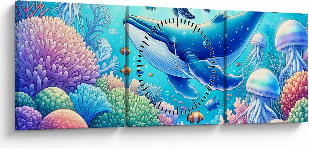 Kép – Víz alatti világ (órával) (90x30 cm)