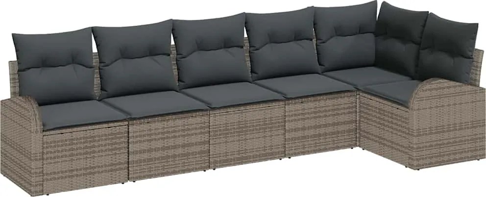 vidaXL Kerti Kanapé Szett párnával tárolóval 6 pcs Szürke polirattan