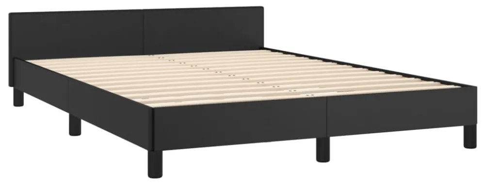 fekete ágykeret fejtámlával matrac nélkül 140x190 cm