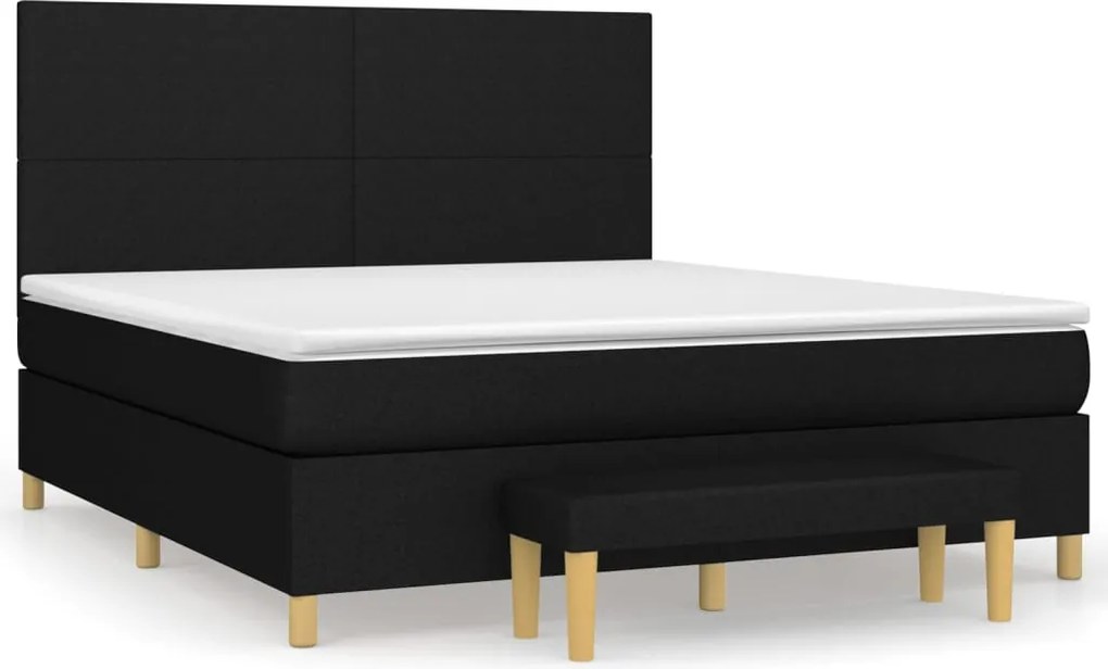 vidaXL fekete szövet rugós ágy matraccal 180 x 200 cm