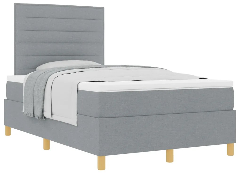 Box Spring Ágy Matraccal Világosszürke 120x200 cm Szövet