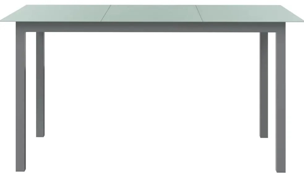 vidaXL világosszürke alumínium és üveg kerti asztal 150 x 90 x 74 cm