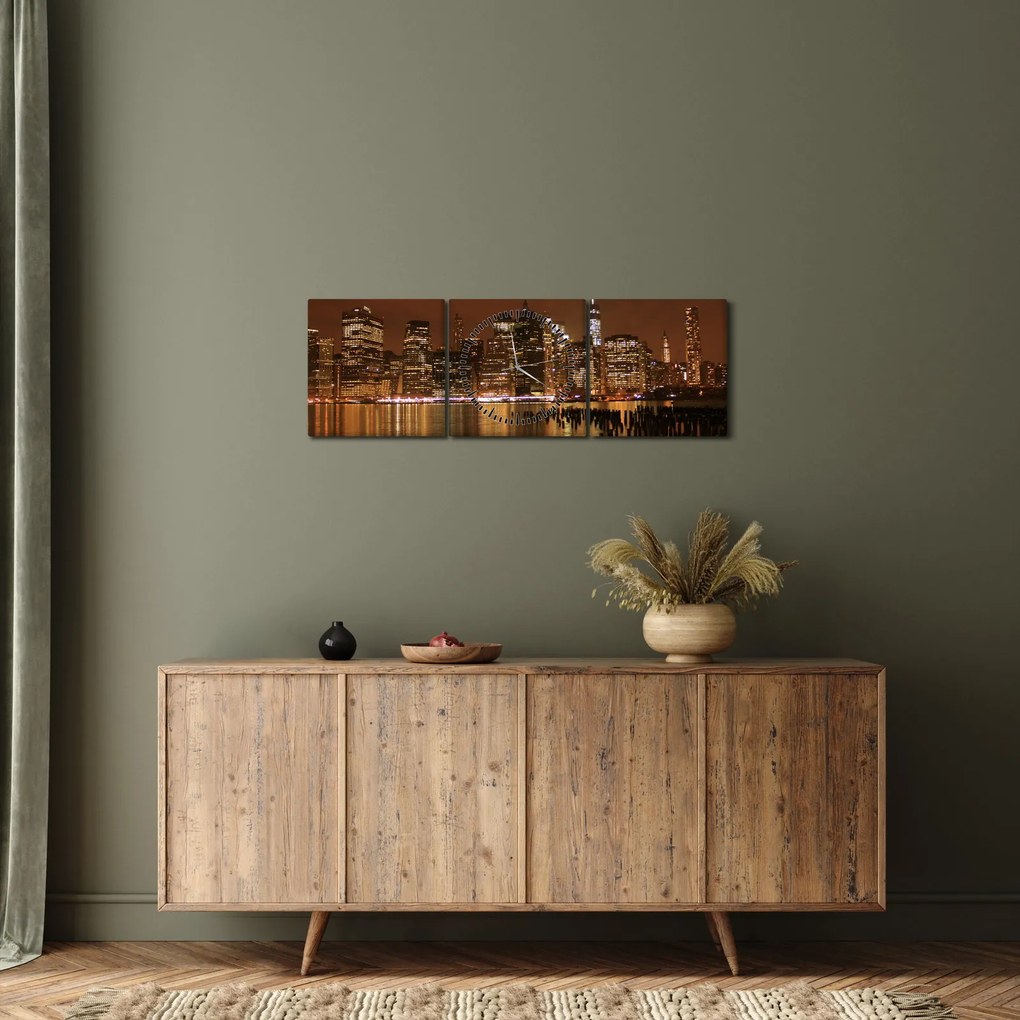Éjszakai város képe (órával) (90x30 cm)