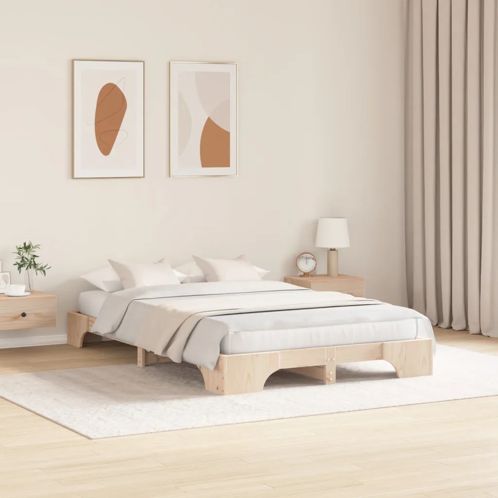 Ágykeret Természetes Tömör fenyő 120 x 200 cm Tartós Négyzetes