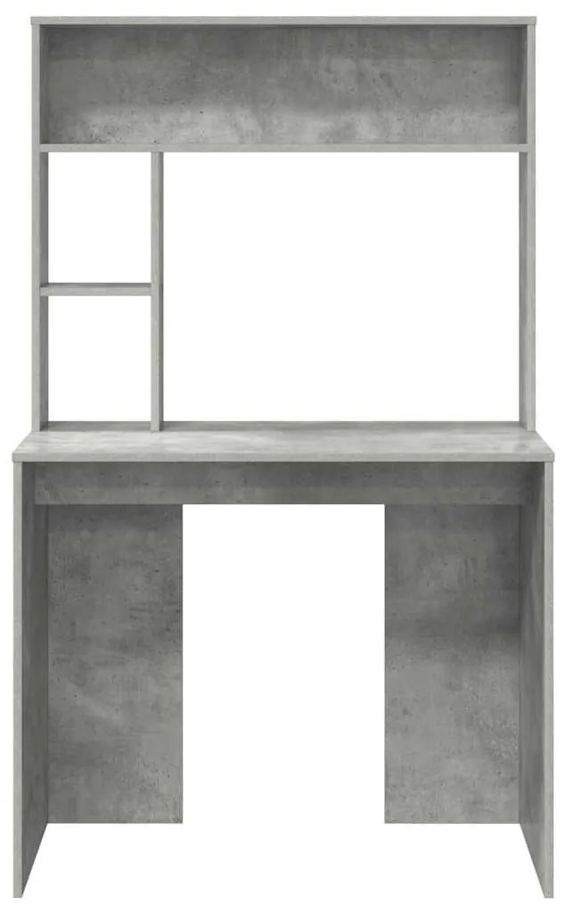 Asztal polcokkal Beton szürke 91 x 50 x 149 cm Faanyag