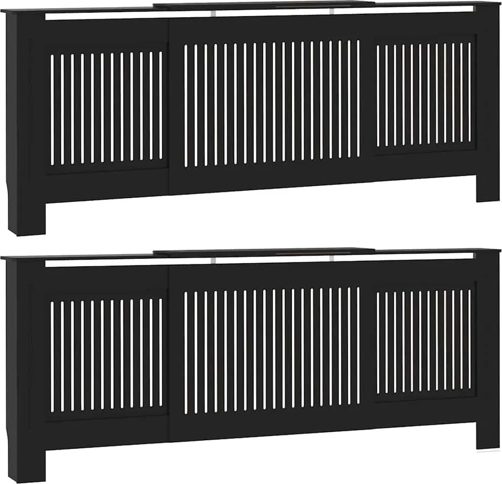 vidaXL Radiátor fedezék 2 pcs Fekete 205 x 20,5 x 81,5cm Faanyag