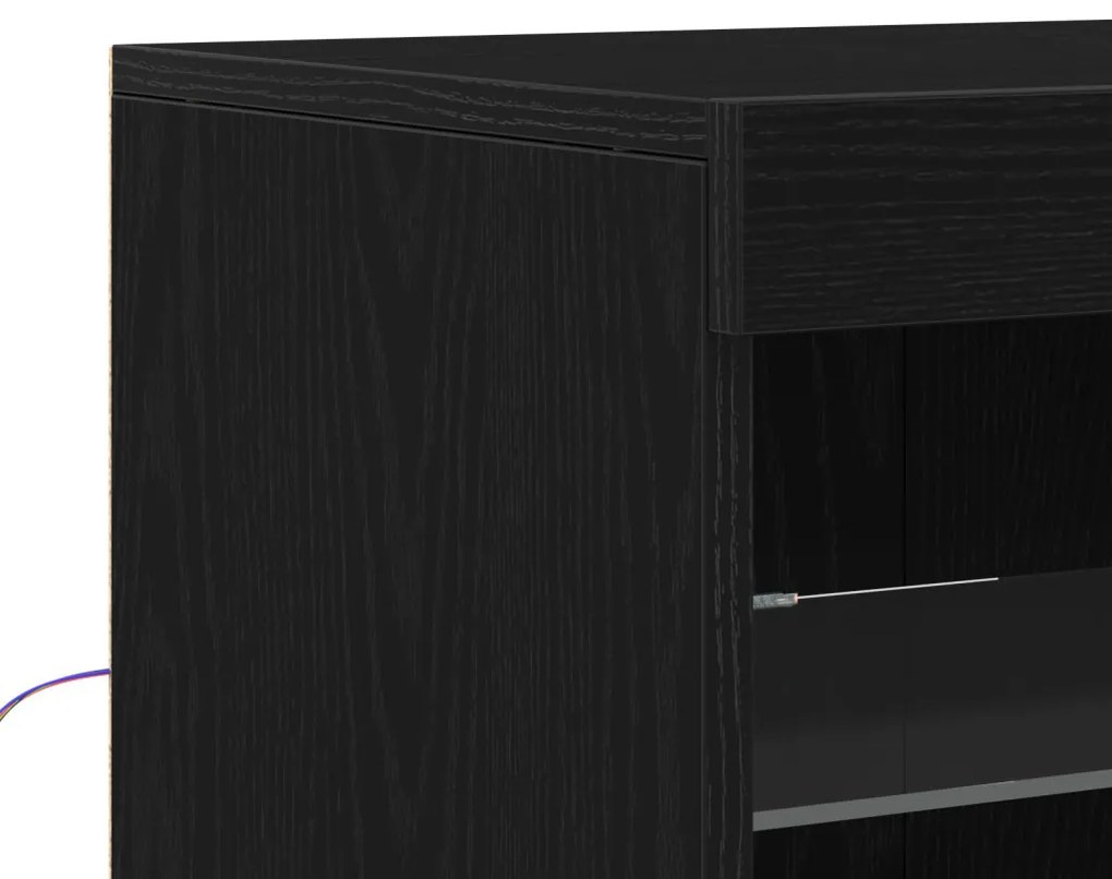 LED világítással rendelkező feketefenyő kis szekrény 41x37x100 cm