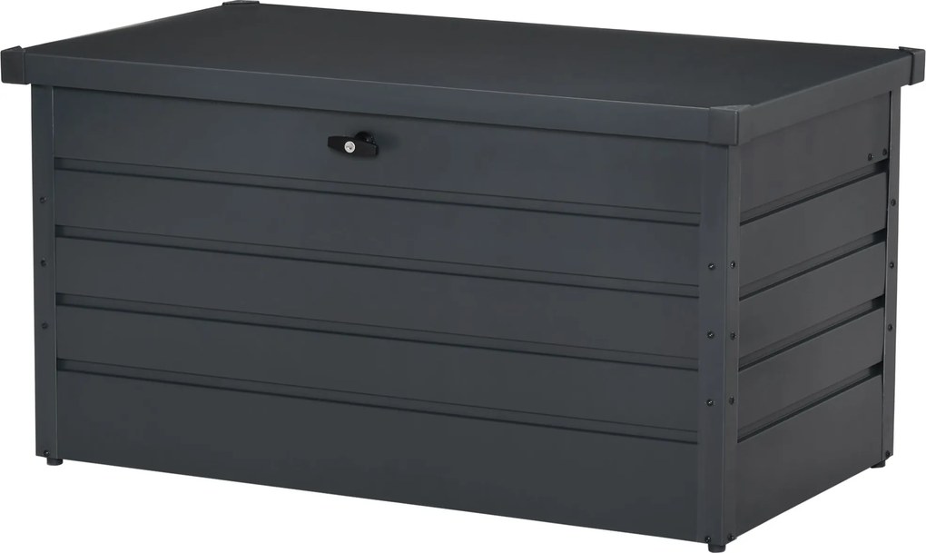 Outsunny Kültéri Tároló Fiók 311L Acél Tároló Trunk Kulccsal és Pneumatikus Pistonokkal Kerthez, Teraszhoz, Pádhoz 120x62x62 cm Sötét Szürke | Aosom