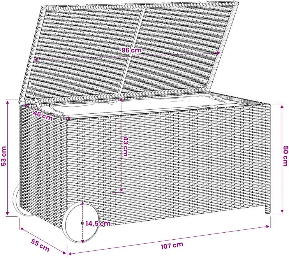vidaXL barna polyrattan kerti tárolóláda kerekekkel 190 L