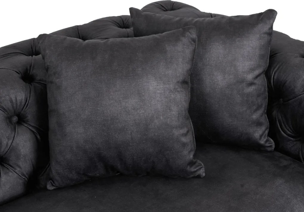 Sofa SORRENTO 3S Trzyosobowa Czarna Welurowa