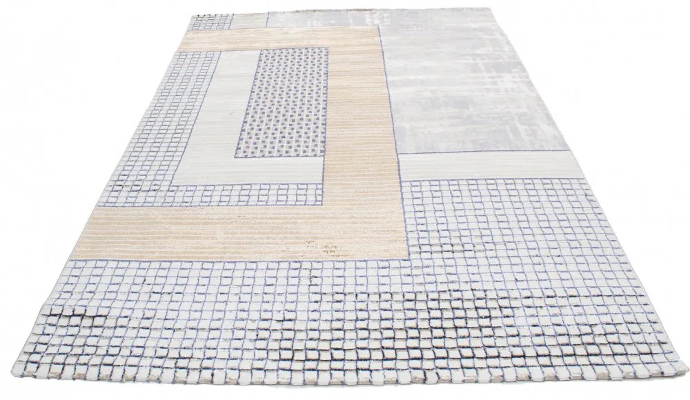 Modern szőnyeg bézs barna kék DIANA 200x300 gépi modern szőnyeg nappaliba