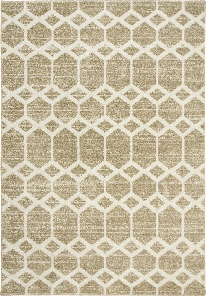 133x190 cm Rombusz Méhsejt Szőnyeg Bézs Krém