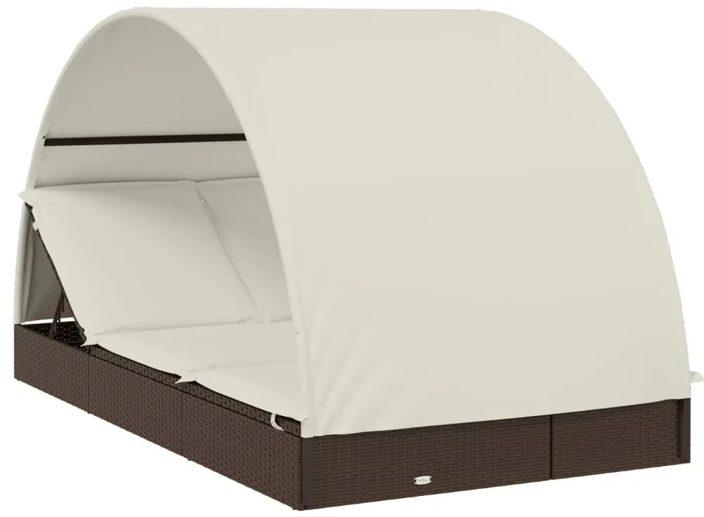 2 személyes barna polyrattan napágy kerek tetővel 211x112x140cm