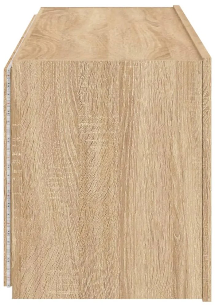 sonoma tölgy színű fali TV-szekrény LED-ekkel 100 x 35 x 41 cm