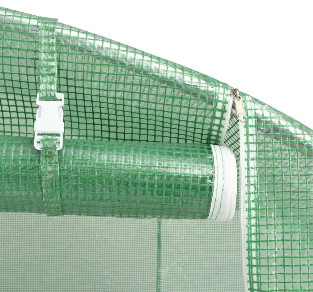 zöld acélvázas melegház 48 m² 16 x 3 x 2 m