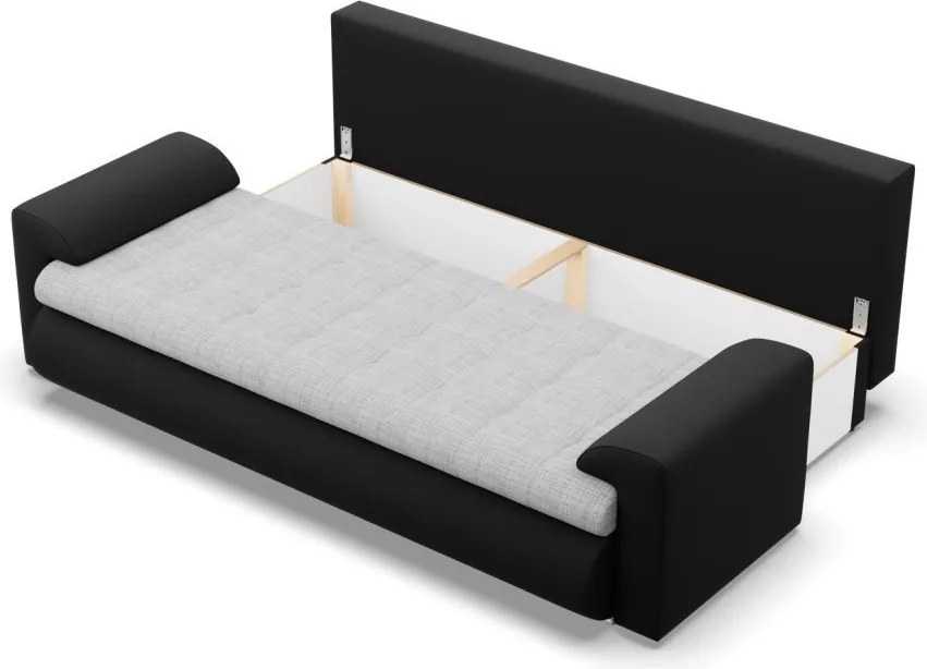 Tokio kanapéágy, fonott + műbőr, szürke - fekete