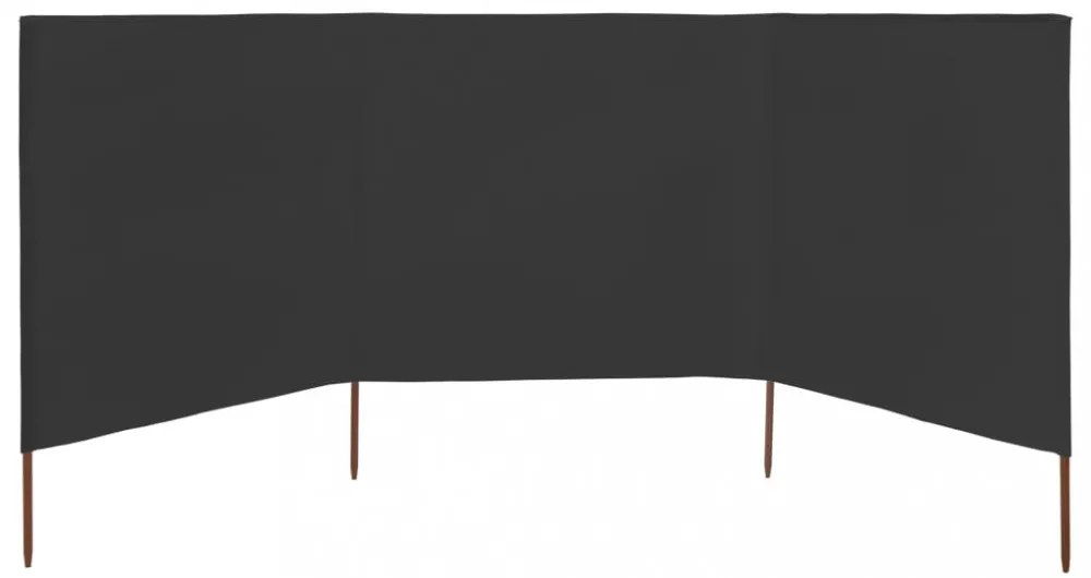 antracitszürke szövet 3-paneles szélfogó 400 x 160 cm