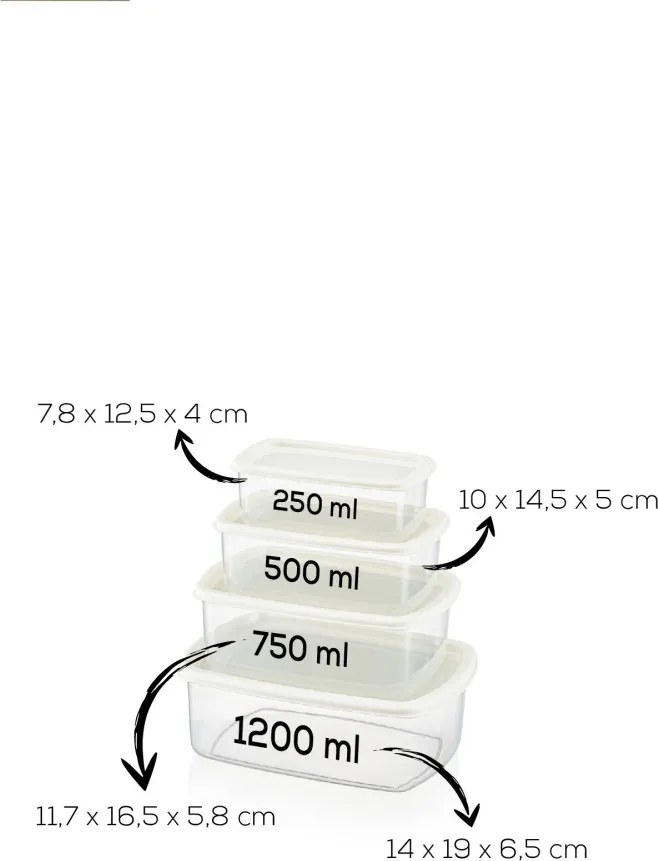 Ételtároló doboz készlet 4 x 3 db