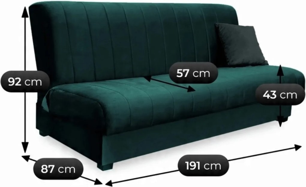 2 db-os szett, ágyazható kanapé zöld színben, velúr kárpittal SIGMA