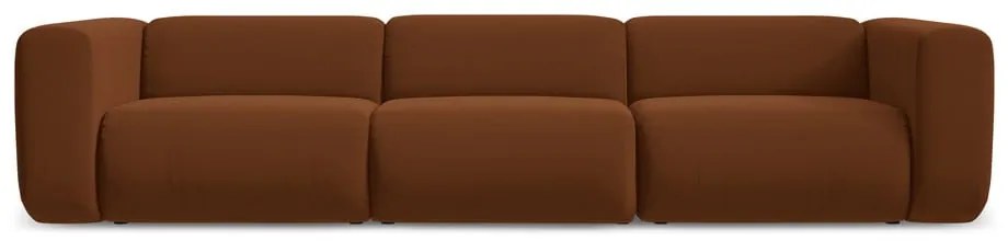 Narancssárga-barna bársony kanapé 319 cm Ekahi – Makamii