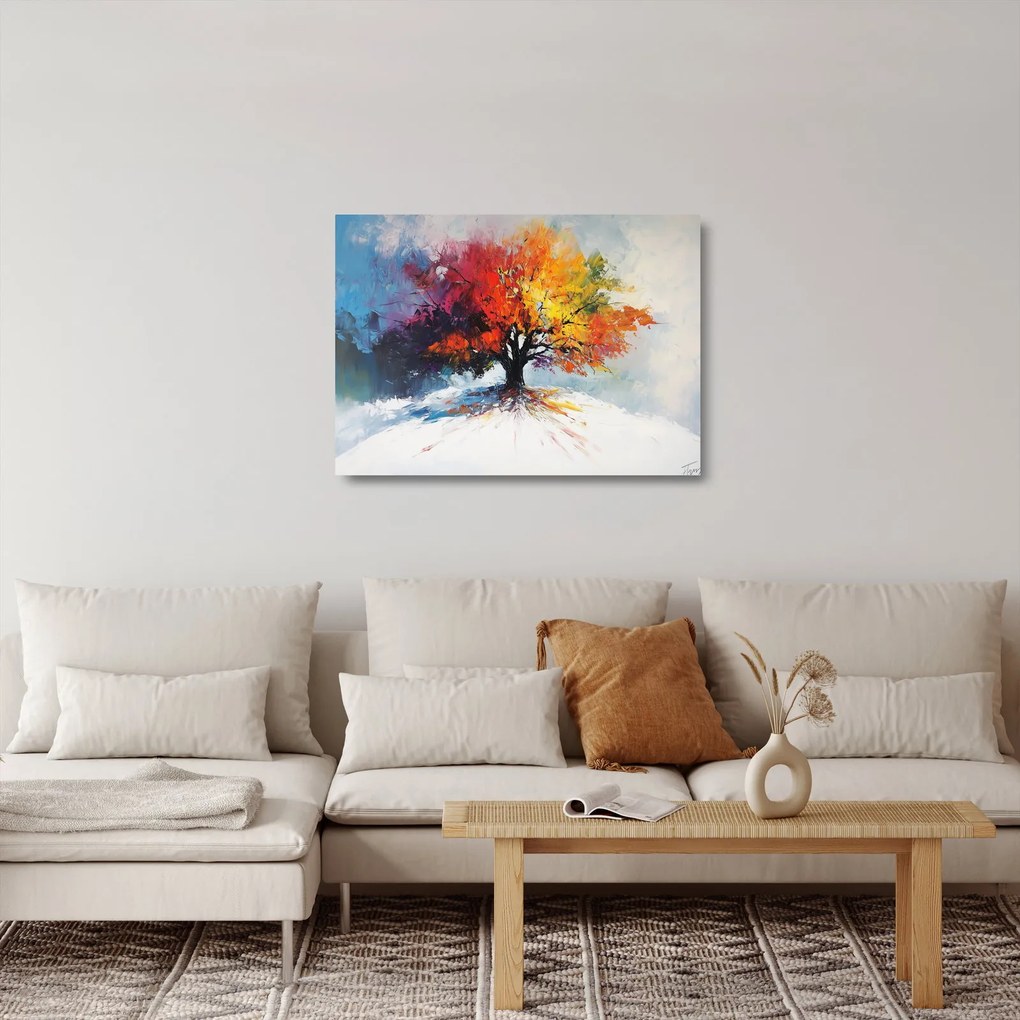 Üveg kép - Színes fa (70x50 cm)