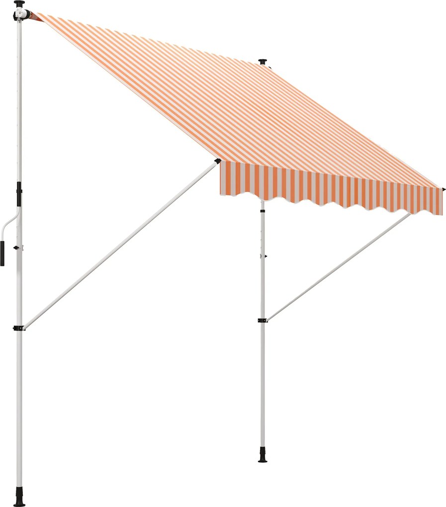 Outsunny Összecsukható Kézi Napernyő 3x1.5 m Kültéri Terasz Rolós Napernyő Magasságában Állítható Crank 170-280 cm Fúrás Nélkül Balkorra Kertbe Naranc