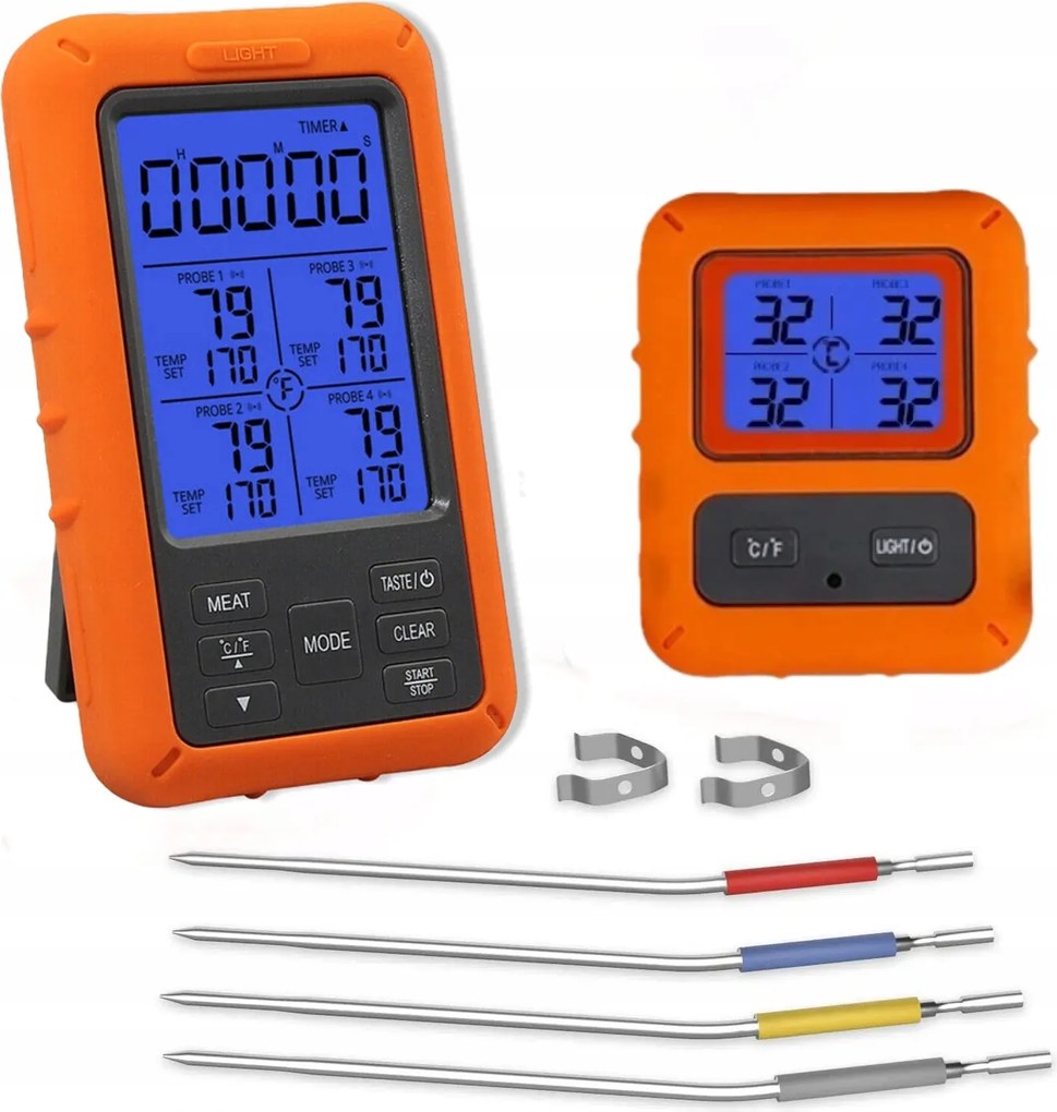 Hőmérő Vezeték nélküli Grill Füstölő Sütő 4 Szonda Hőmérő Erős