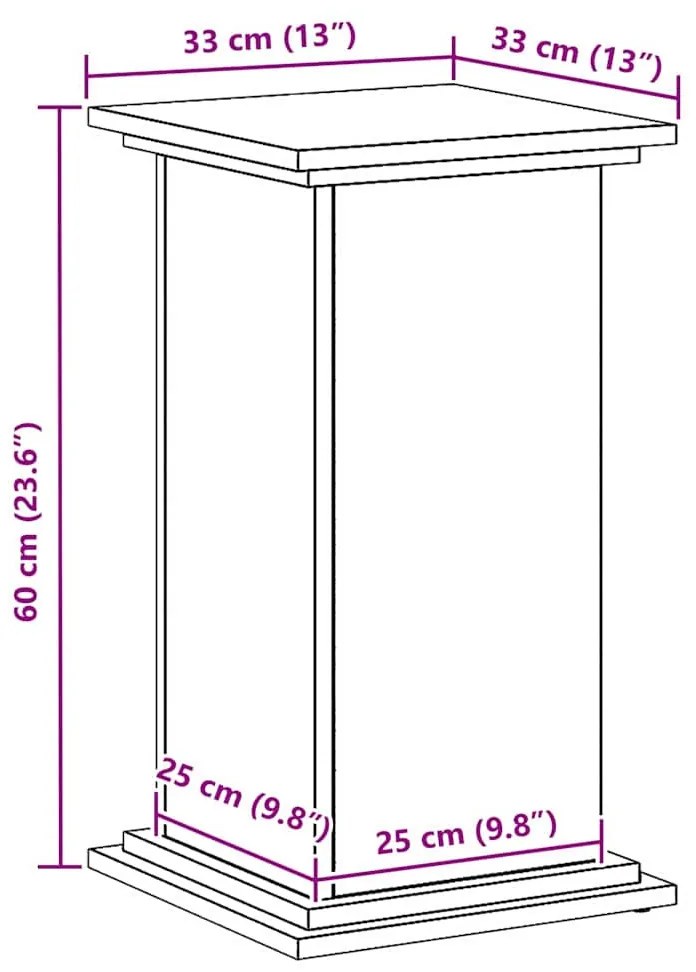 Növényállvány Musta tammi 33 x 33 x 60 cm Faanyag