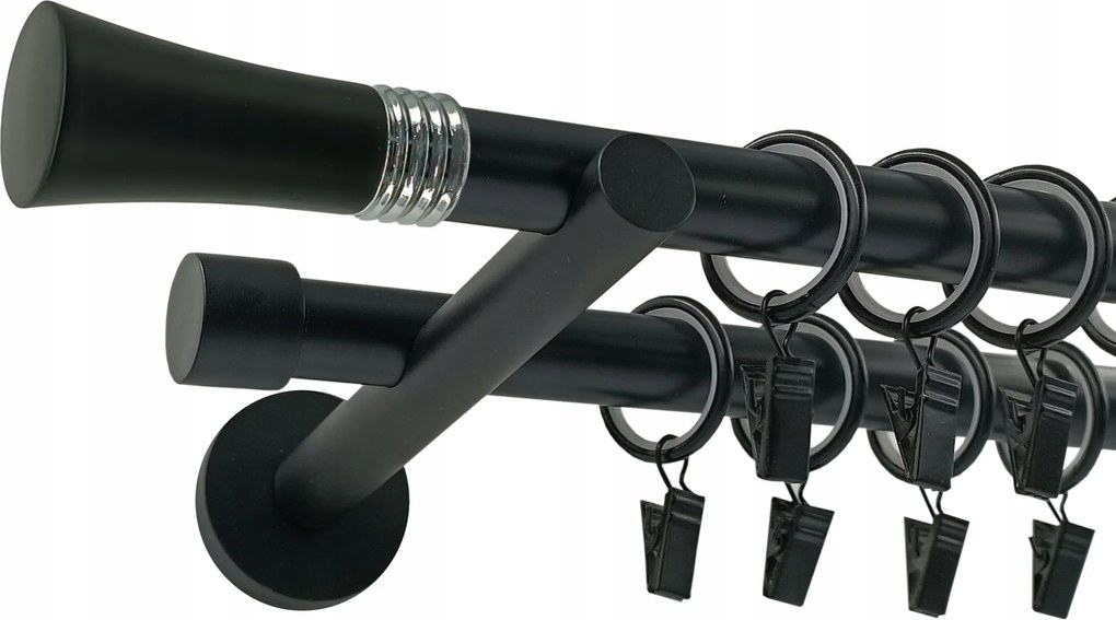Dupla Függönykarnis Fém 19+19mm Fekete 320cm Riva