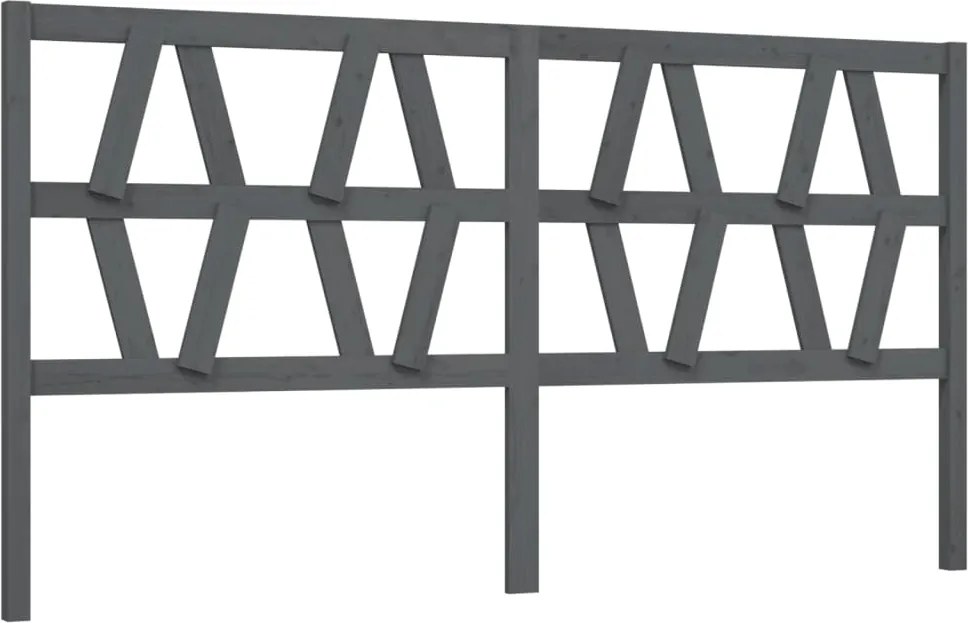 vidaXL szürke tömör fenyőfa ágyfejtámla 206 x 4 x 100 cm