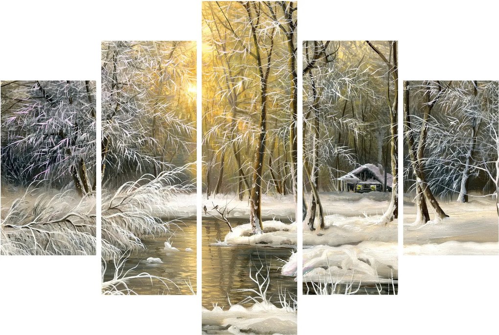 Kép - házikó az erdőben, olajfestmény (150x105 cm)