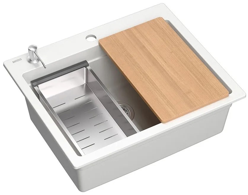 gránit mosogató KURT 110 WORKSTATION White