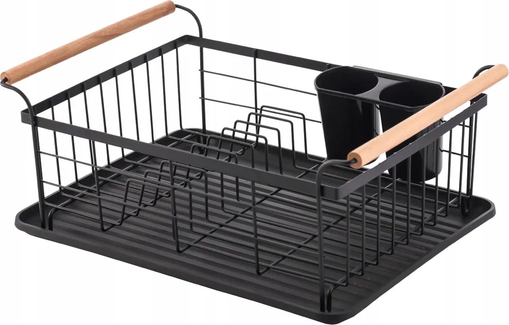 Edényszárító Fekete Porszórt Acél Csepegtető Laveo