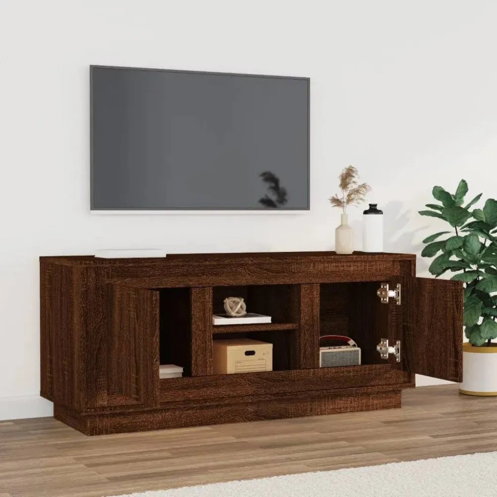 barna tölgy színű szerelt fa TV-szekrény 102x35x45 cm