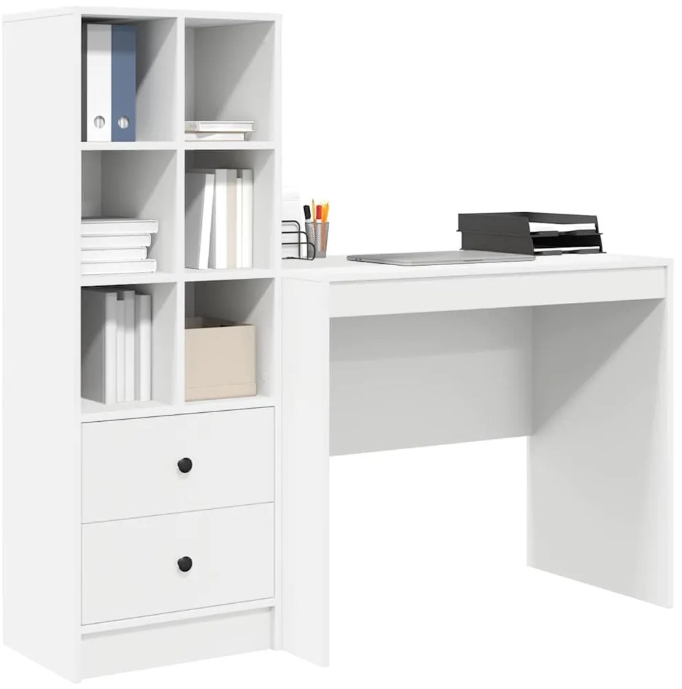 Tárolóval rendelkező íróasztal 2 pcs Fehér 90 x 50 x 76 cm