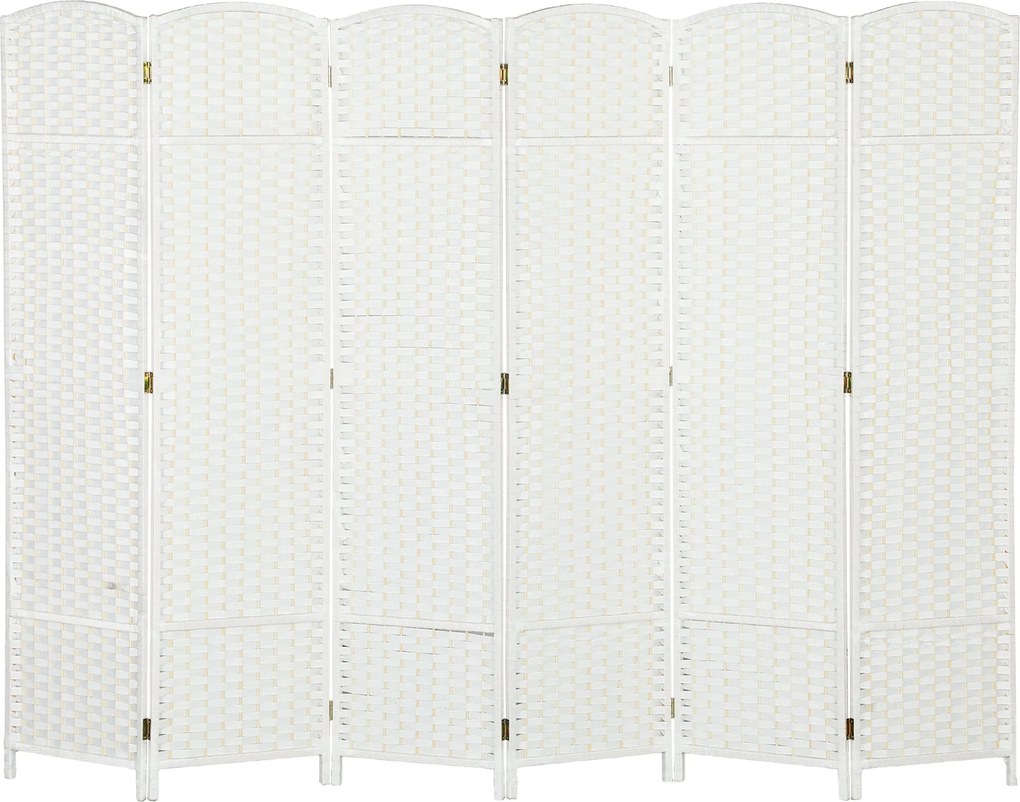 HOMCOM 6-panelos Szobakülönítő 240x170 cm - Összecsukható Szobaseparátor Élőszobába, Hálószobába, Irodába, Fehér | Aosom