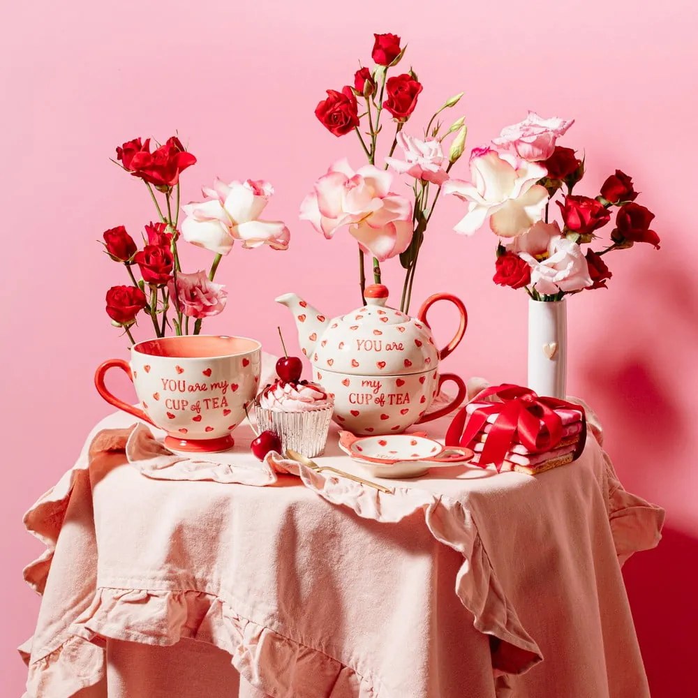 Piros-fehér kerámia bögre 400 ml You are My Cup of Tea – Sass &amp; Belle