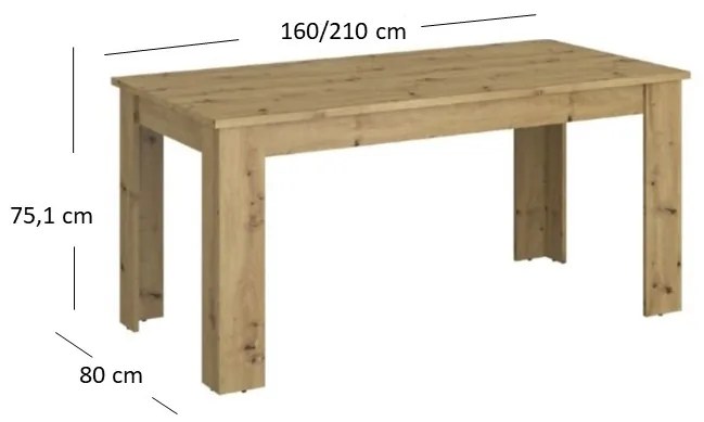 Széthúzható étkezőasztal (6 Mebel Bos Andra (artisan tölgy). 1052737