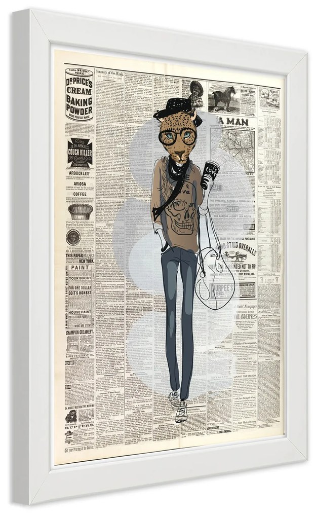 Gario Poszter Absztrakt leopárd egy újság hátterén A keret színe: Keret nélkül, Méret: 60 x 90 cm
