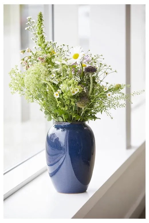 Sötétkék kőedény váza (magasság 25 cm) Gastro Dark Blue – Bitz