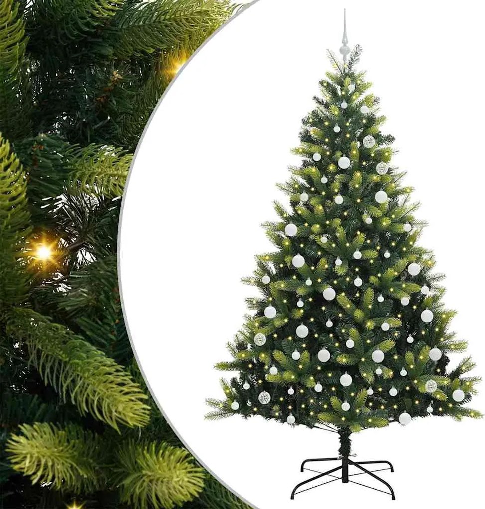 vidaXL Mesterséges Hajlított Karácsonyfa 300 LED-del Zöld 210 cm