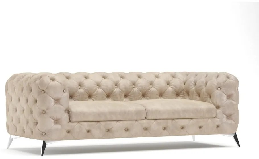 Bézs bársony kanapé 225 cm Chelsea – Ropez