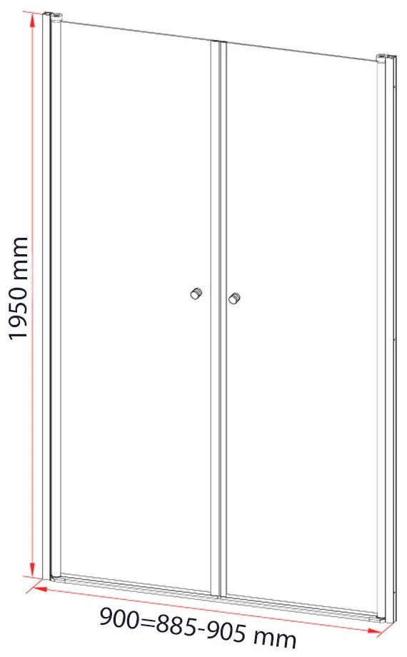 Saloon 90x195 cm kétszárnyú zuhanyajtó