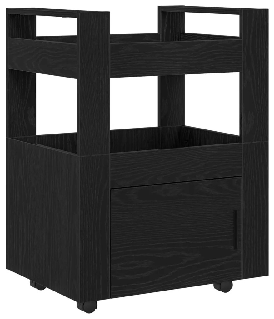 vidaXL Konyhai kocsi Musta tammi 60 x 45 x 80 cm Faanyag