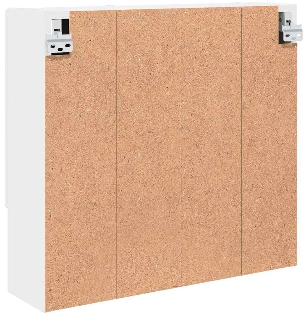 Tükörszekrény polcokkal tárolóval Fehér 59 x 17 x 55 cm Faanyag