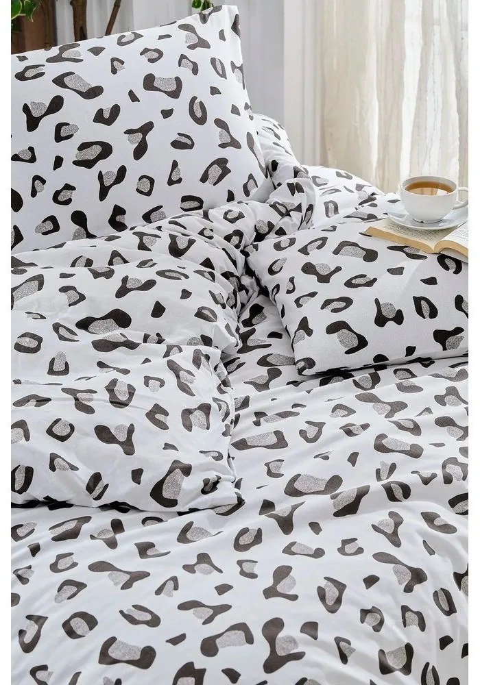 Fehér-szürke négyrészes kétszemélyes hosszabbított ágyneműhuzat lepedővel 200x220 cm Modern – Mila Home